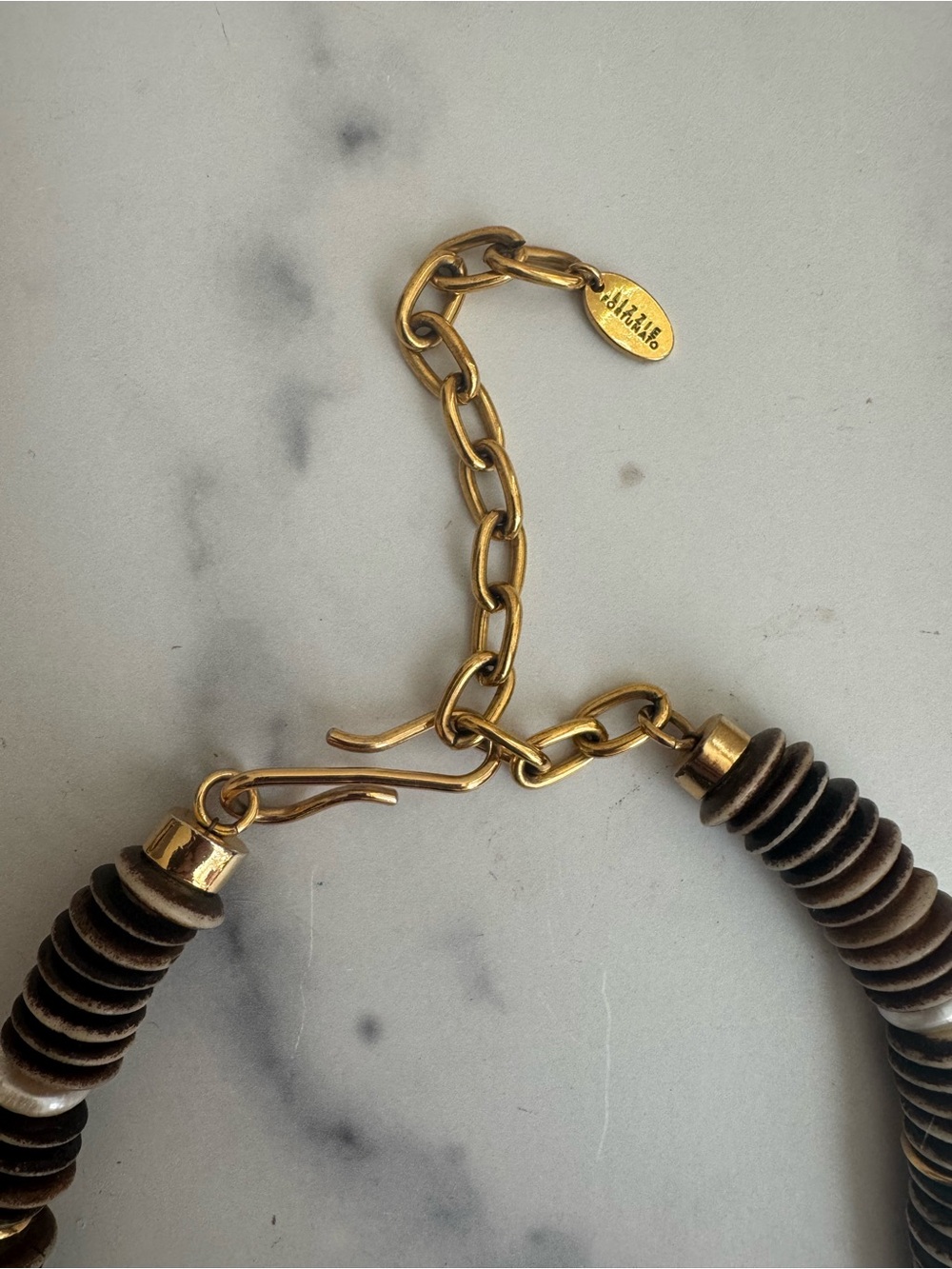Lizzie Fortunato Bilbao Collar Necklace Disc Necklace with Pearl & Gold Accents - Picture 4 of 9